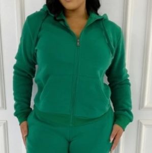 Assorted Color- Zipper Fleece Jogger Set.